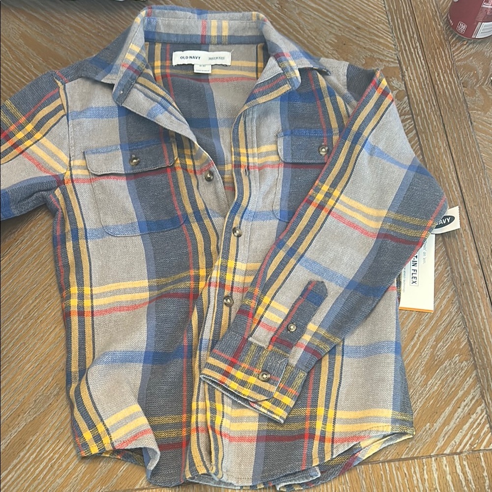 Old Navy Blue and Yellow Button Down Shirt Classic Plaid